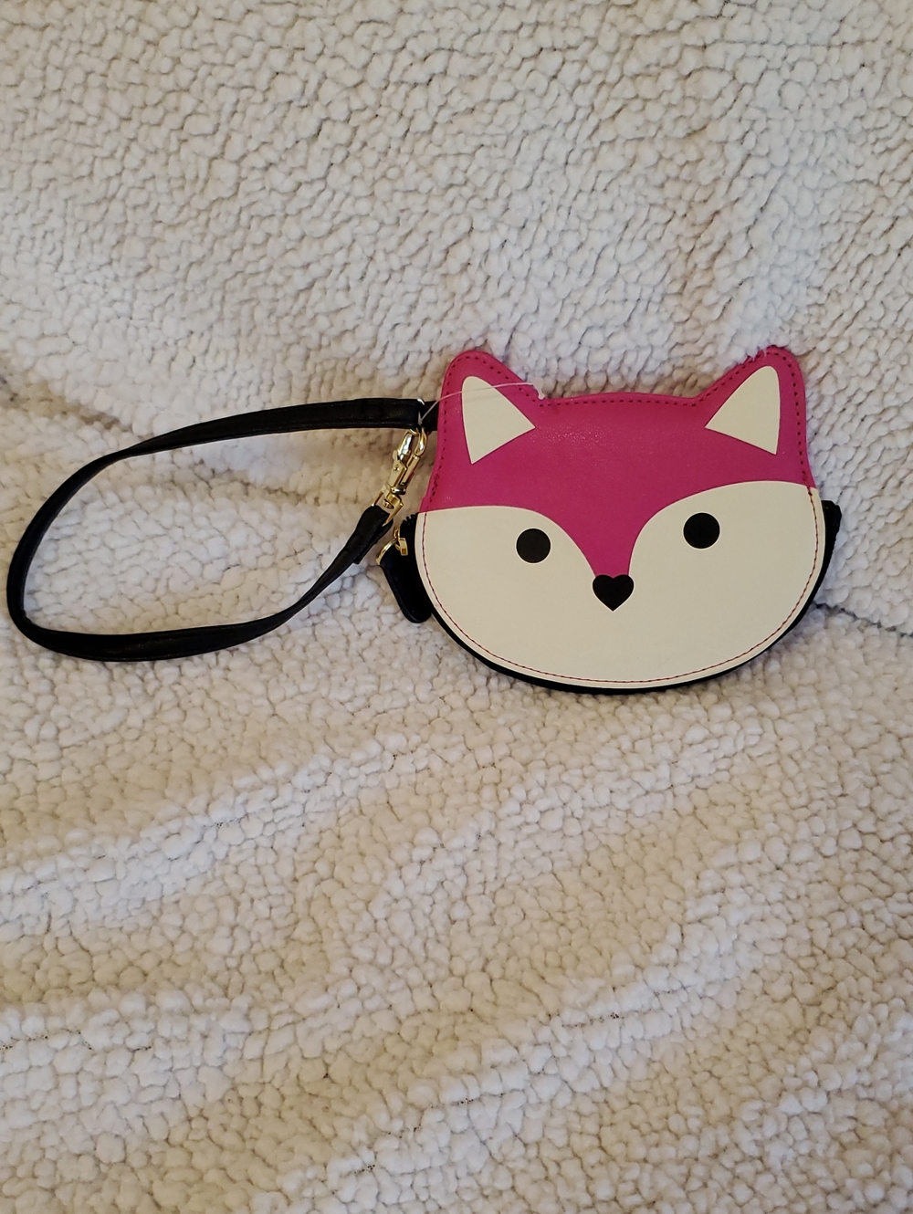 Betsey Johnson Pink and White Fox Wristlet